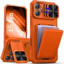 SSLOTSCASE for iPhone 15 Pro Case with Kickstand, Light Red