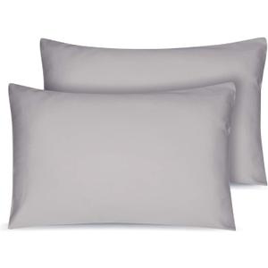 Organic Cotton Toddler Pillowcase 2 Pack, 14 x 20 Travel Pillow Case Cover for Babies, Kids, Boys and Girls, Soft and Breathable Small Pillow Cases with Envelope Closure, Light Grey