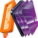 IMBZBK [Auto-Dust Removal] Colorful Privacy Screen Protector for iPhone 17 Pro [Private] Accessories, 3 Pack Anti Spy Anti-Blue Light Tempered Glass, Briliant Gradient Purple