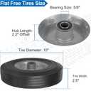 10" x 2.5" Flat Free Solid Rubber Tires 10 Inch Hand Truck Solid Wheels Replacement with 5/8" Axles, 8 Spacers 4 Pins for Hand Trucks, Wheelbarrows, Dolly Trolleies, 2 Packs