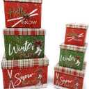 Christmas Gift Boxes Set of 6 Petite Deluxe Christmas Nesting Boxes with Lids in 6 Assorted Sizes for Holiday Decorative Wrapping or as Decorations (Ice Skates)
