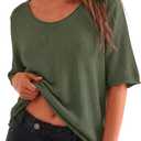 BTFBM Summer Sweaters for Women Lightweight 2026 Oversized Short Sleeve Knitted Pullover Casual Loose Fall Tops(Army Green, Small) (Green, S)