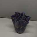 MEANT2TOBE Bud Vases - Hand Blown Glass Short Vase - 6.7x6.7x6.7-Inch Glass Vase with Irregular Neck Design Blown Glass Decor - Green Vase with Flat Bottom for Floral Arrangements (Purple)