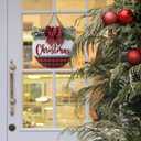 Christmas Sign for Front Door Wall Decor - Walasis Merry Christmas Signs Hanging for Indoor with Buffalo Plaid Bow Farmhouse 12 inch Red Xmas Wreath Hanger Decorations