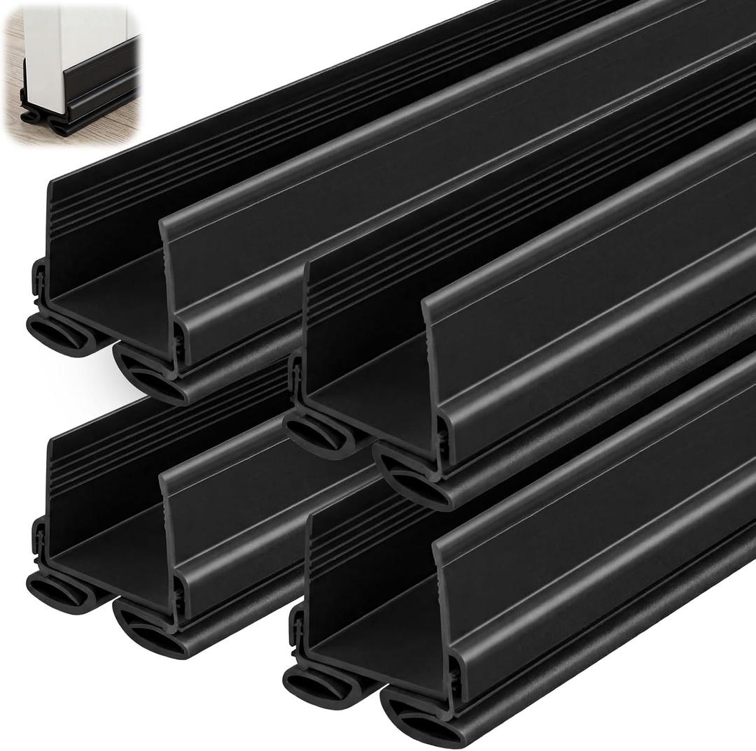 Yaocom 4strip 32" Vinyl U Shape Door Bottom Seal Slide on Door Sweep, Black