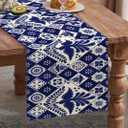 Mexican-Themed Table Runner - 100% Polyester, Colorful Variations - Da de Muertos, Cinco de Mayo, Mexican Culture & Traditions (Birds & Tiles) 13"x58"