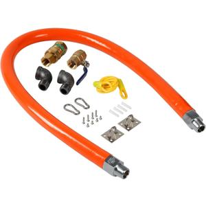 HUOYANSHE-48" Commercial and Mobile Gas Hose Safety Connector Kit with 2 Elbows, Quick Disconnect-3/4, Flexible Gas Line,Brass Valve, Restraining Devices for Kitchen Equipment and Power Generator