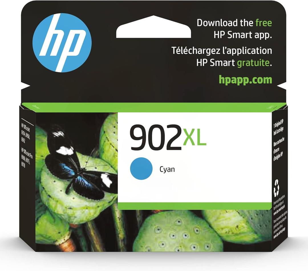 HP 902XL Cyan High-Yield Ink Cartridge | Works OfficeJet 6950, 6960 Series, OfficeJet Pro 6960, 6970 Series | Eligible for Instant Ink | T6M02AN