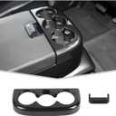 JeCar Front Cup Holder Panel Trim Cover Compatible with Chevy Silverado & GMC Sierra 2007-2013, Carbon Fiber Texture