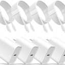iPhone 17 16 15 Charger, USB C Charger, 4-Pack Fast Wall Charging, USB-C Chargers Block (4-Pack 6 ft Cable Included) for iPhone 17/16/15/15 Pro/15 Pro Max/iPad Pro/AirPods Samsung & More