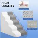 Dog Stairs for Bed 28.7H, 5-Step Dog Ramp, Non-Slip Sturdy Pet Steps for Small Dogs & Cats to get on High Bed or Couches, Grey