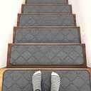Seloom Upgraded 9 X 30 Non Slip Stair Treads for Wooden Steps Indoor,Non-Skid Stair Rug Carpet with Slip Resistant Back, Safety for Dogs,Kids and Elders,13-Pack,Grey