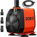 DOKO 1050GPH Submersible Water Pump, 100W Ultra Quiet Fountain Water Pump with 13ft Head Lift, 6FT Power Cord & 3 Nozzles - for Ponds, Aquariums, Waterfalls, Fish Tanks & Hydroponics