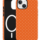 Jusy Compatible with MagSafe Polka Dot Case for iPhone 15, Cute Aesthetic Polka Dots Magnetic Phone Case, Soft TPU and Hard PC Protective Phone Cover for Women Girls（Matte）  Orange