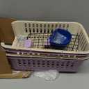 Fiwochic 2 Set Hard Plastic Pet Carrier Breathable Dog Cat, Purple White