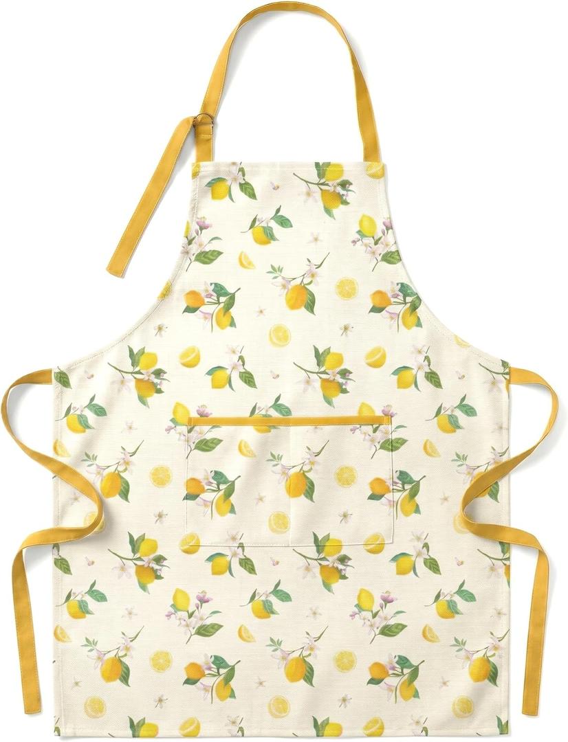 Apron for Women with Pockets, Cooking & Baking | Linen-textured, adjustable neck strap, divided pockets, cooking and baking