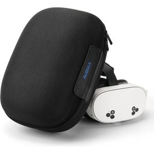 Aubika 2 in 1 Hard Shell Case for Meta Quest 3/3S, Halo Headset Compatible, No Disassembly Required, Dual Mode Display & Portable Carry, Shockproof VR Storage Case for Travel & Home (Black)