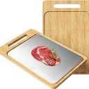 Titanium Cutting Board, Double Sided Titanium/Bamboo wood Large Chopping Boards with Juice Groove Cutting Pads for Meat, Vegetables and Fruits