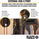 Klein Tools 62805BPTECH 28-Pocket Laptop Backpack Tool Bag, Tradesman Pro Extra-Large Tech Tool Backpack with Molded Bottom, Charging Port