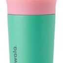 Owala Kids Insulation Stainless Steel Tumbler with Spill Resistant Flexible Straw, Easy to Clean, Kids Water Bottle, Great for Travel, Dishwasher Safe, 12 Oz, Pink and Teal (Real Cool Fish)