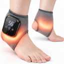 2 Pack Cordless Ankle Massager for Pain Relief with Heat, FSA Eligible Heated Foot Massager for Neuropathy, Ankle Heating Pad with Massage, Triple Therapy Ankle Wrap for Plantar Fasciitis, Gray