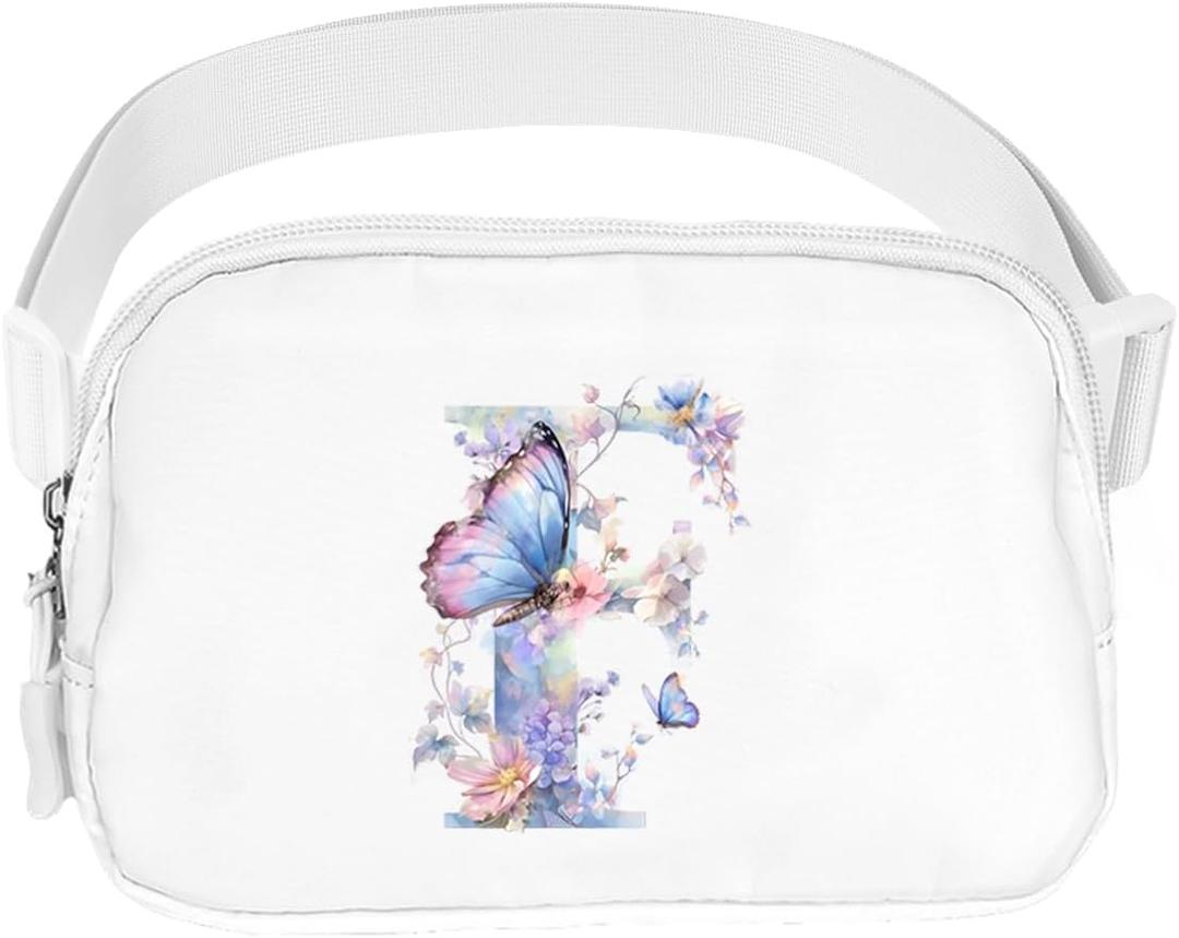 Simikol Initail Letter Personalized Belt Bag Cute Crossbody Bags for Women Fashion Waist Packs Letter A-T Waterproof Running Workout Hiking Travel Fanny Pack, F