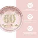 121Pcs 60th Birthday Party Supplies Plates Napkins Cups Forks Tablecloth Rose Gold Happy 60th Birthday Themed Disposable Tableware Decorations Serves 24 Guests for Women 60 Years