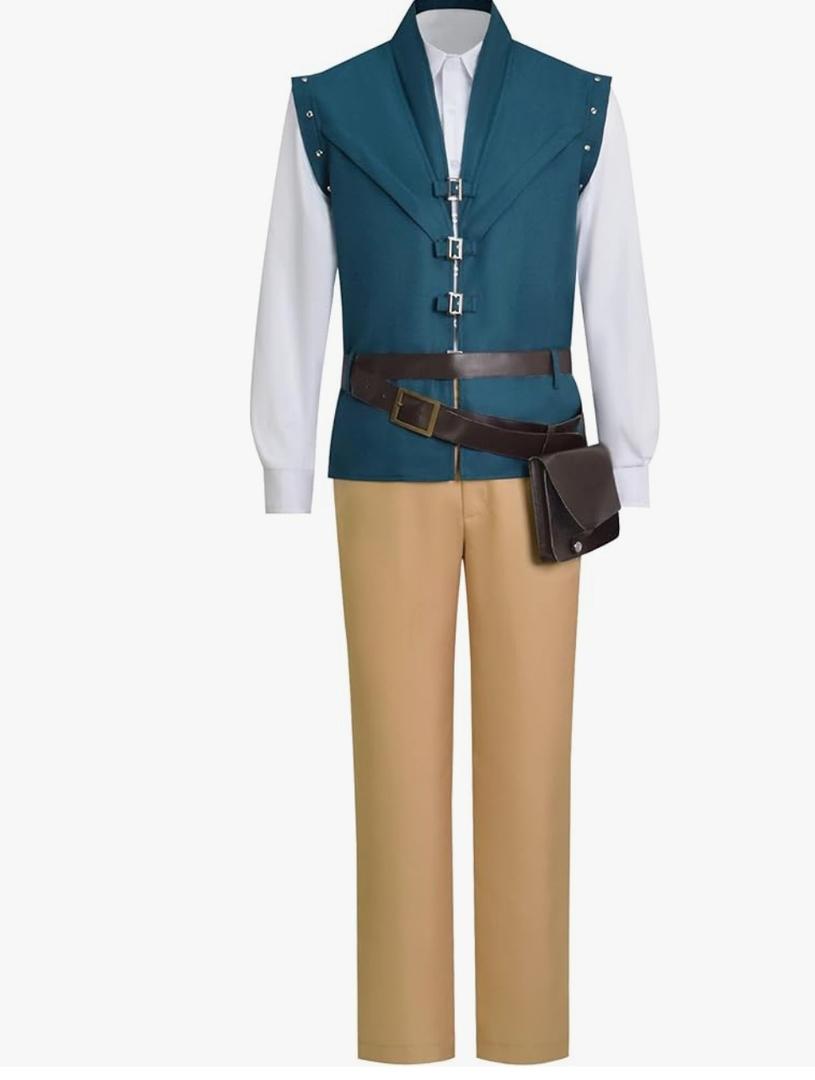 Adult Prince Green Costume Mens Renaissance Green Vest Shirt Pants Bag Halloween Cosplay Outfit
Small