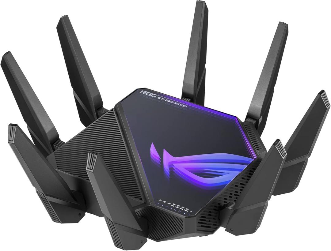 ASUS ROG Rapture WiFi 6E Gaming Router (GT-AXE16000) - Quad-Band, 6 GHz Ready, Dual 10G Ports, 2.5G WAN Port, AiMesh Support, Triple-Level Game Acceleration, Lifetime Internet Security, Instant Guard