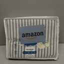 MooMee Striped Duvet Cover Set 100% Washed Cotton Linen Like Textured Breathable Durable Soft Comfy (Dark Grey White Classic Stripes, King 104"x90")