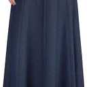 Womens Basic Ultra Soft Lightweight Denim Fit and Flare A-Line Ankle Length Maxi Skirt (L)