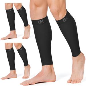 CHARMKING Calf Compression Sleeve for Women & Men Circulation (3 Pairs) 15-20 mmHg is Best Support for Running Cycling (Large-X-Large, 01 Black/Black/Black)
