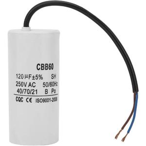 CBB60 Run Capacitor, Wire 250VAC 120uF 50/60Hz Capacitor for Motor Air Compressor