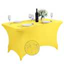 Waterproof Spandex Table Cover for 4FT Table Universal Fitted Stretch Tablecloth for Party, Banquet, Wedding and Events-Yellow