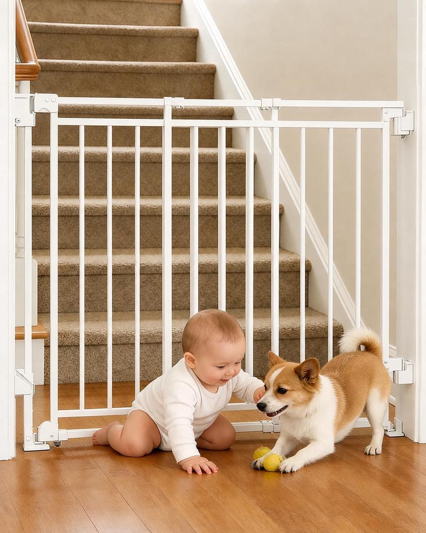 Extra Tall Baby & Dog Gate, 26.4-43" W x 39" H, No Bottom Bar, Drill Mount