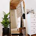 Floor Mirror, Full Length Mirror with Stand, Arched Wall Mirror, Mirror Full Length, Gold Floor Mirror Freestanding, Wall Mounted Mirror for Bedroom Living Room, Gold-Round