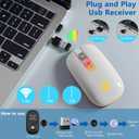 KARFUN Wireless Mouse, Backlit LED Portable Slim Laptop, PC, MacBook, iPad, Chromebook, Notebook 2.4G Rechargeable Wireless Mouse (Ivory White)