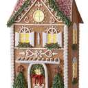 Raz Imports Gingerbread Lighted Christmas House with Trees 13 Inch