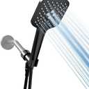 Gabrylly Shower Head with handheld, High Pressure 3-Setting Handheld Shower Head Set with 59" Stainless Steel Shower Hose and Angle Adjustable Bracket, Matte Black