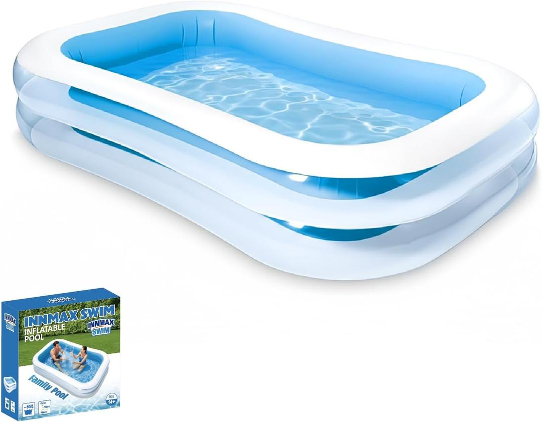 Inflatable Pool - Family Swimming Pool for 2-3 Adults, Backyard Swim Center for Outdoor, Backyard, Garden, Summer Water Party 100" L x 68" W x 20" H