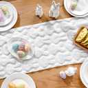 Frienda 4 Pcs Holiday Easter Table Runner Soft Plush Faux Fur Jacquard Ear Bunny Table Runner Sunflower Spring Holiday Kitchen Dining Tabletop Decoration for Home Party Decor 13x72 Inch