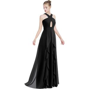 Women Transformer Hi Low Evening Long Prom Dress Halter Convertible Multi Way Spaghetti Strap Wedding Cocktail Maxi Gown (Medium, Black#cross)