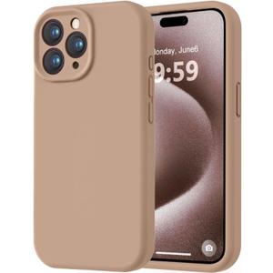 LOVE 3000 Designed for iPhone 15 Pro Max Case, Premium Silicone with [Soft Anti-Scratch Microfiber Lining] Shockproof Protective Phone Case for Men Women Girls 6.7", Light Brown