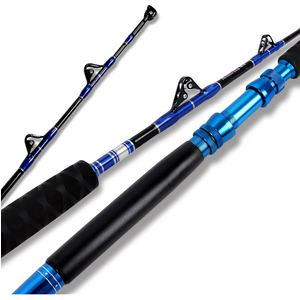 Fiblink 2-Piece Saltwater Offshore Heavy Bent/Straight Butt Trolling Rod Fishing Roller Rod Conventional Boat Deep Sea Fishing Pole (5'1"/5'6"/6'/6'6",30-50lb/50-80lb/80-120lb)