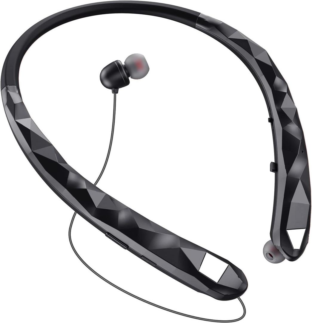 Bluetooth 5.3 Neckband Headphones, Retractable Headphones with ANC, IPX5 Waterproof, 18H Playback for Gym, Running and Outdoor Sports