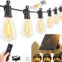 Brightown 58FT Solar String Lights Outdoor Waterproof with Remote, 25+1 LED Shatterproof Bulbs, Dimmable & Timable, 3 Light Modes - Commercial Grade Patio Lights for Garden Backyard Party Decor