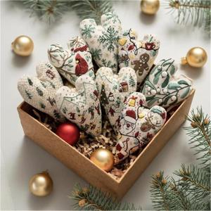 Froklic New Christmas Embroidery Kits, DIY Heart Shaped Hand Christmas Tree Embroidered Ornament Kit, Nativity Cross Stitch Kit for Winter Pattern Embroidery Decoration (with Needles-8PCS)