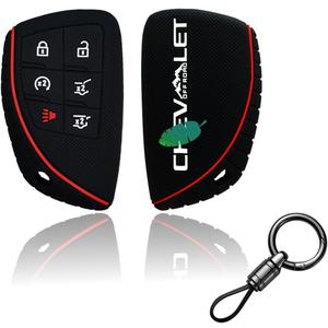 3 x Silicone Key Fob Cover Compatible with 2021 2022 2023 2024 2025 Chevy Tahoe Suburban Key Shell Accessories Key Fob Cover Case Protector Rubber Fob Protector 6 Button (Black)