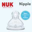NUK Simply Natural Baby Bottle Nipples - Medium Flow Silicone Extra Soft Anti-Colic Air System BPA-Free Pack of 2