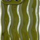 Caseative for iPhone 15 Pro Max Case,Water Ripple Pattern Curly Wave Frame Soft Phone Case (Green)